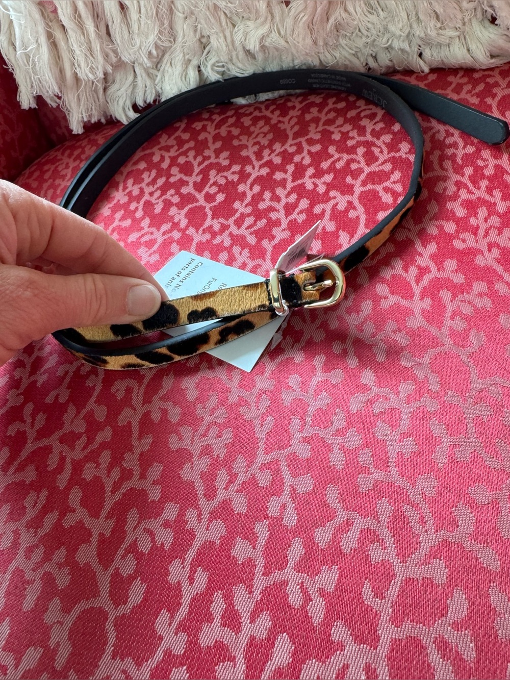 NWT J. Crew Leopard-Print Skinny Belt in Tan, Black and Gold - Picture 6 of 13